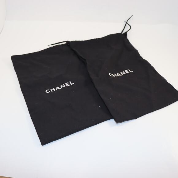 Chanel Black Dust Bag Set 13x7 Logo Drawstring Pouches for Shoes - Picture 1 of 2